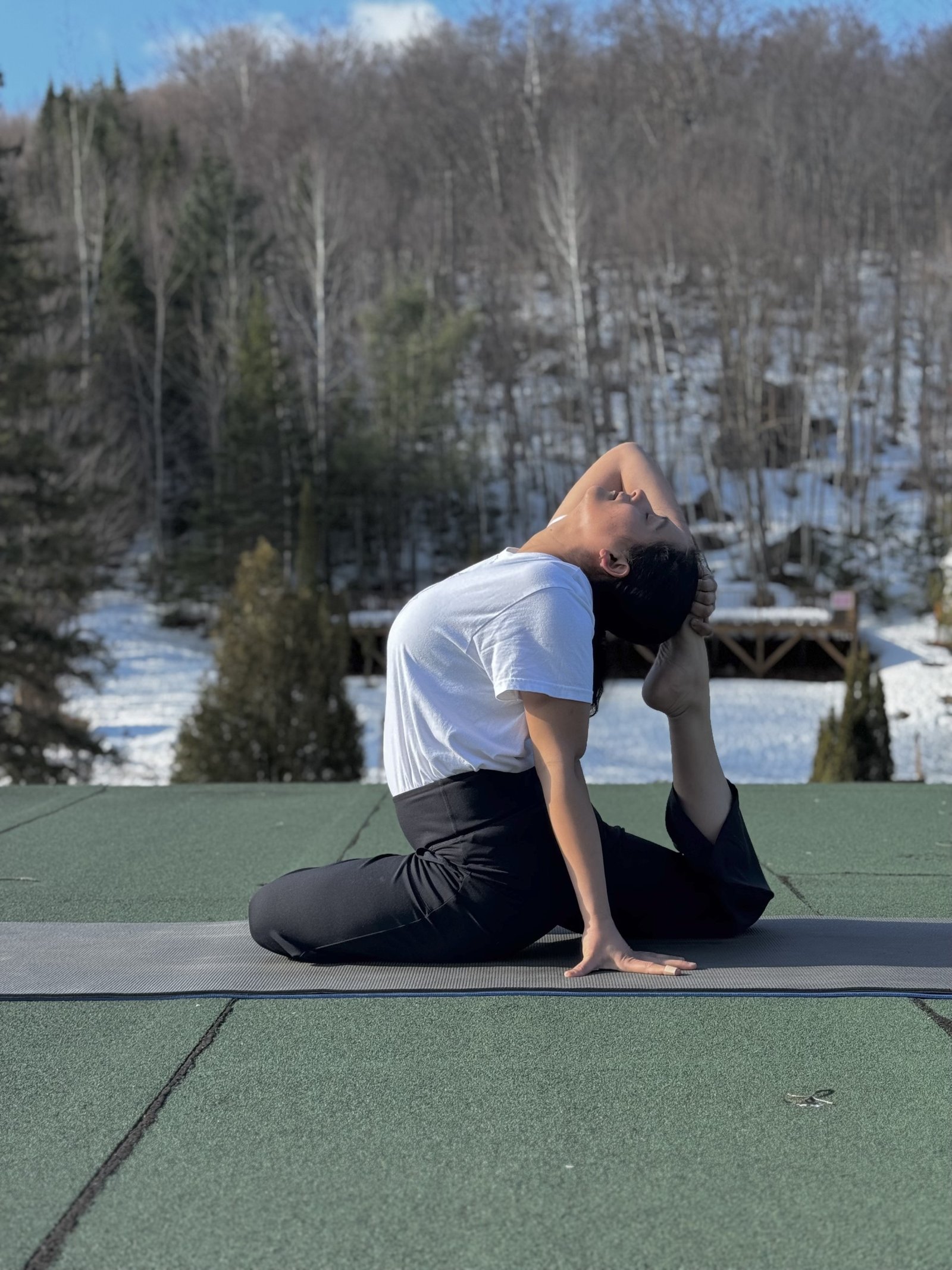 Purnima in a pigeon variation outdoors